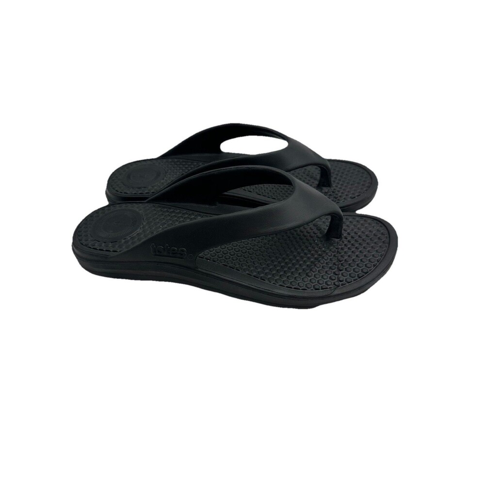 Totes Sol Bounce Thong Flip Flop Black Mens Sandals Washable 12